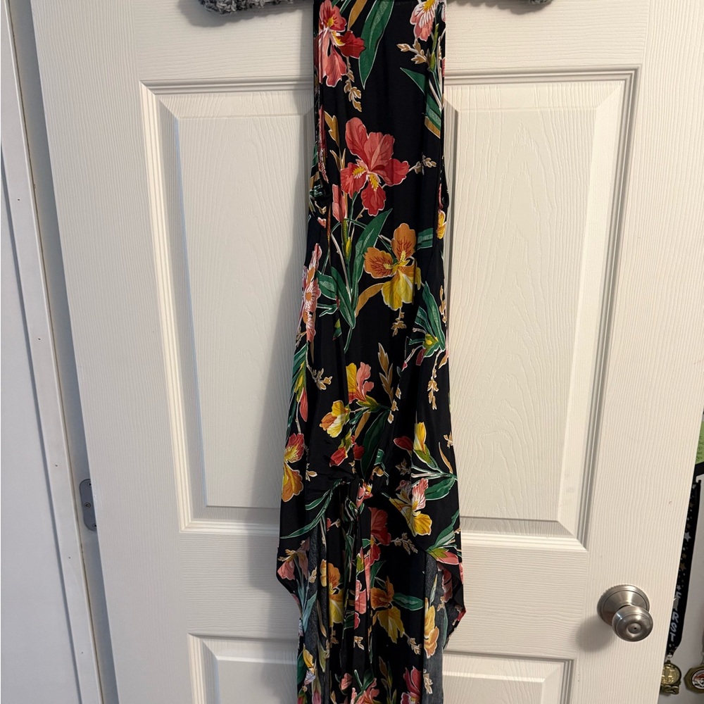 Privacy Please Black Floral Maxi Dress with Tropical Print